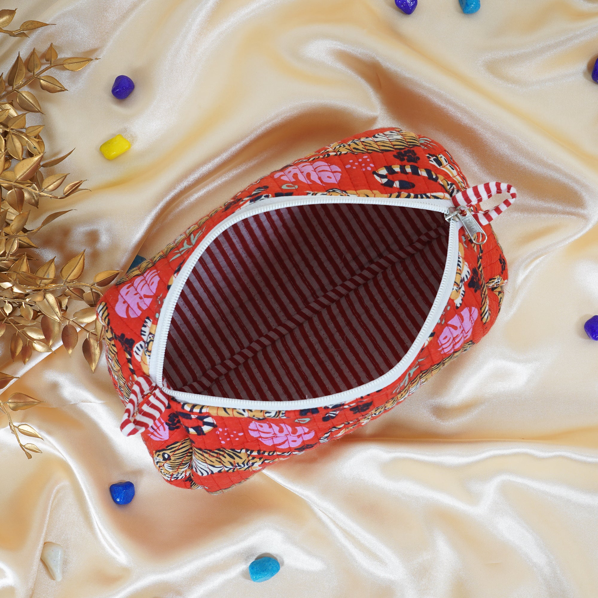 Tiger Print Quilted Utility Bag Set – Set of 3