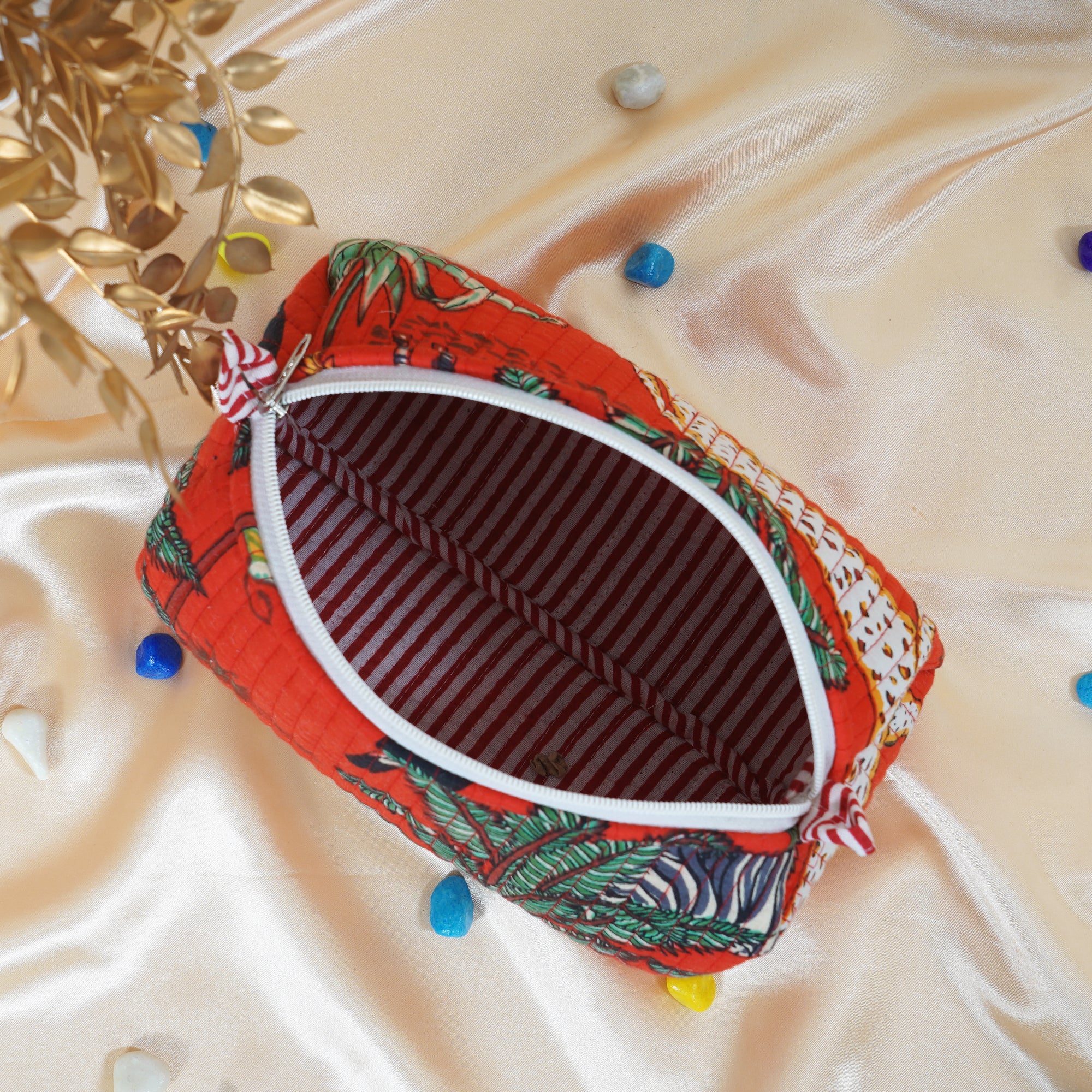 Safari Bloom Red Quilted Utility Bag Set – Set of 3