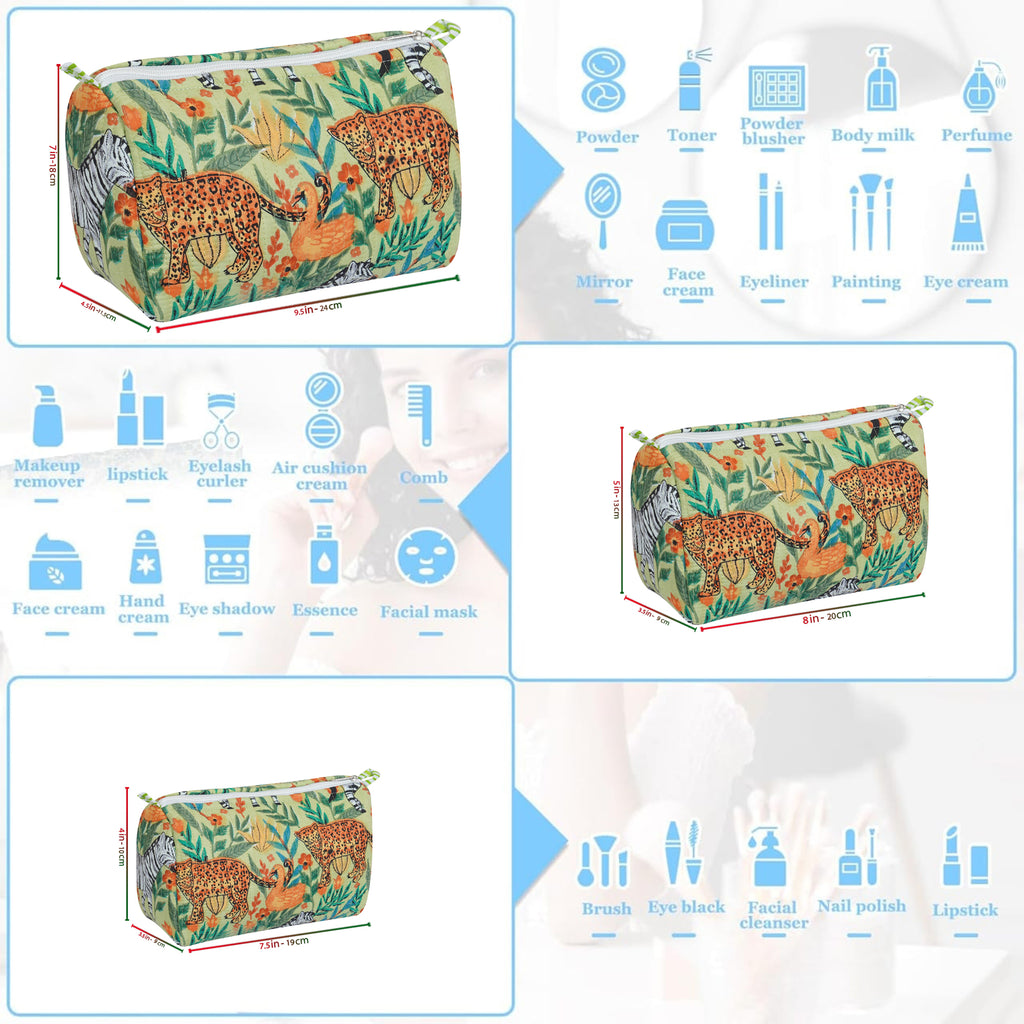 Jungle Parrot Print Quilted Utility Bag Set – Set of 3
