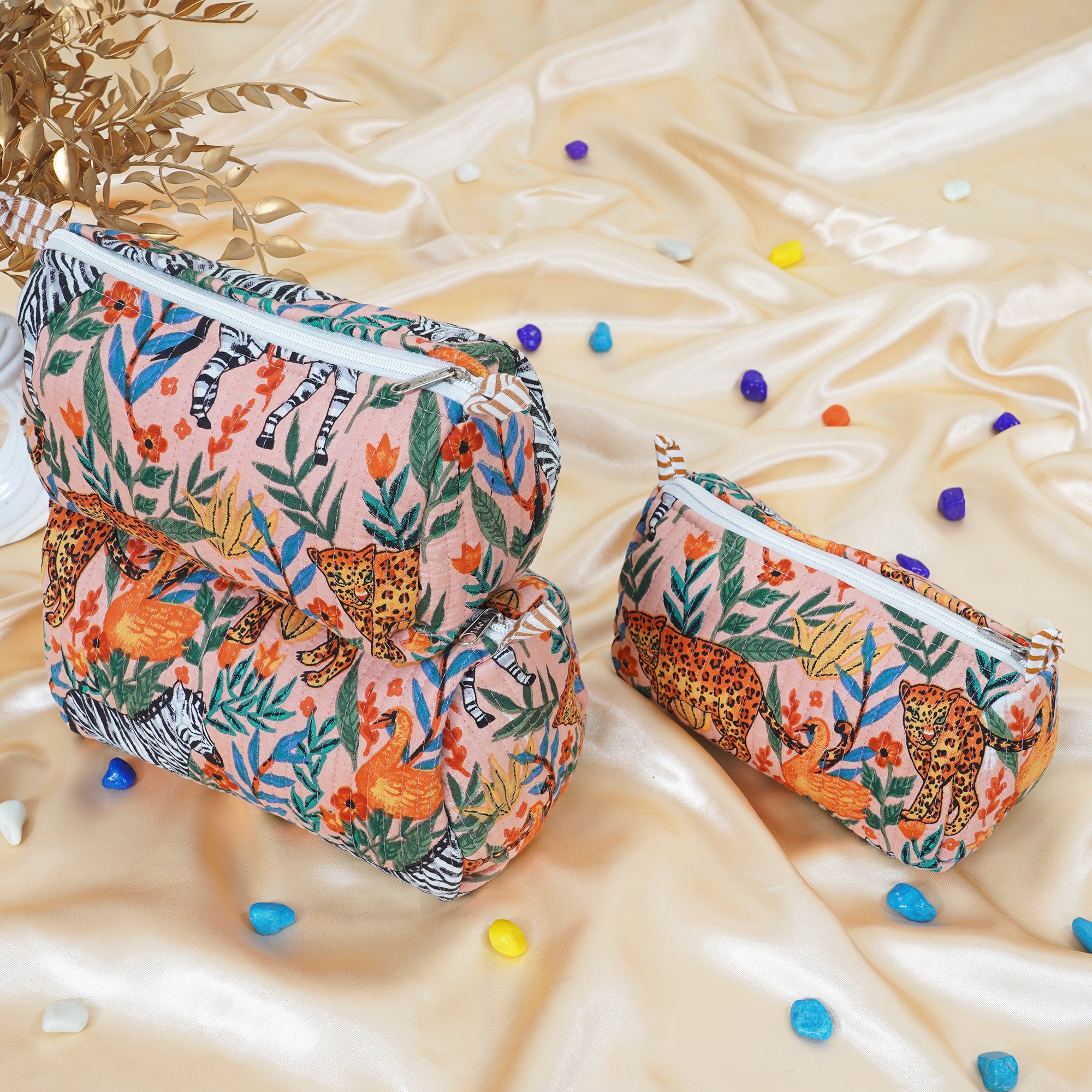 Orange Blush Quilted Utility Bag Set – Set of 3