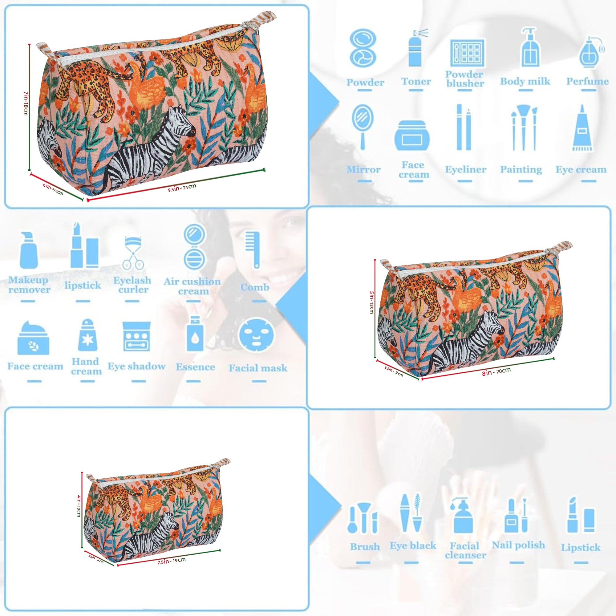 Orange Blush Quilted Utility Bag Set – Set of 3