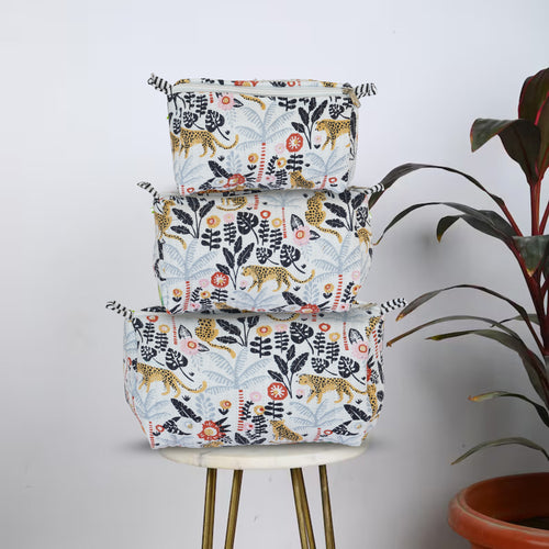 Black Bush Printed Quilted Utility Bag Set – Set of 3