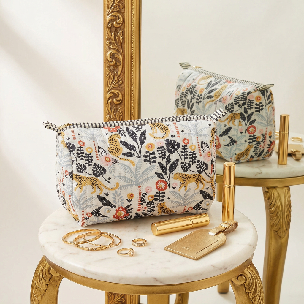 Black Bush Printed Quilted Utility Bag Set – Set of 3