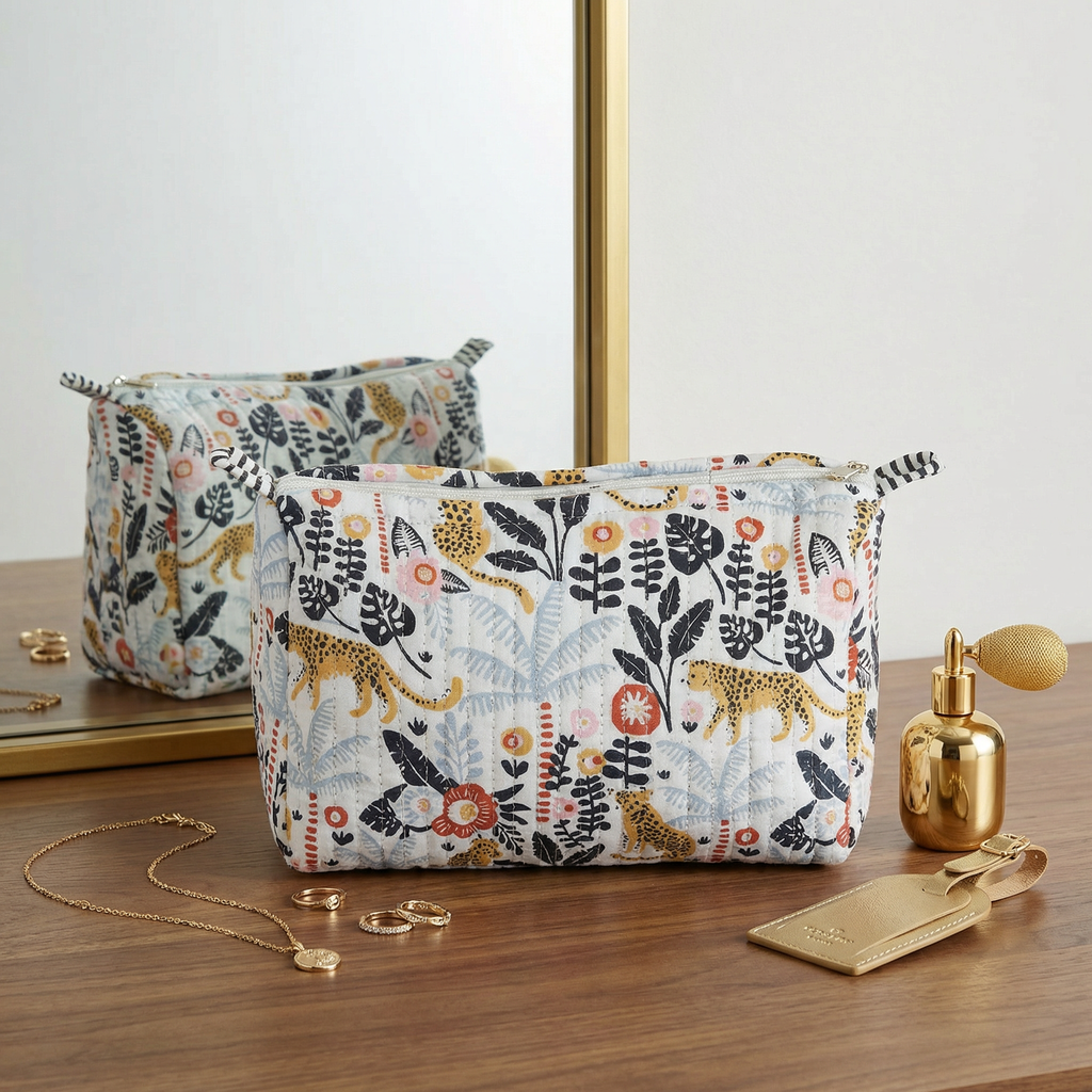 Black Bush Printed Quilted Utility Bag Set – Set of 3