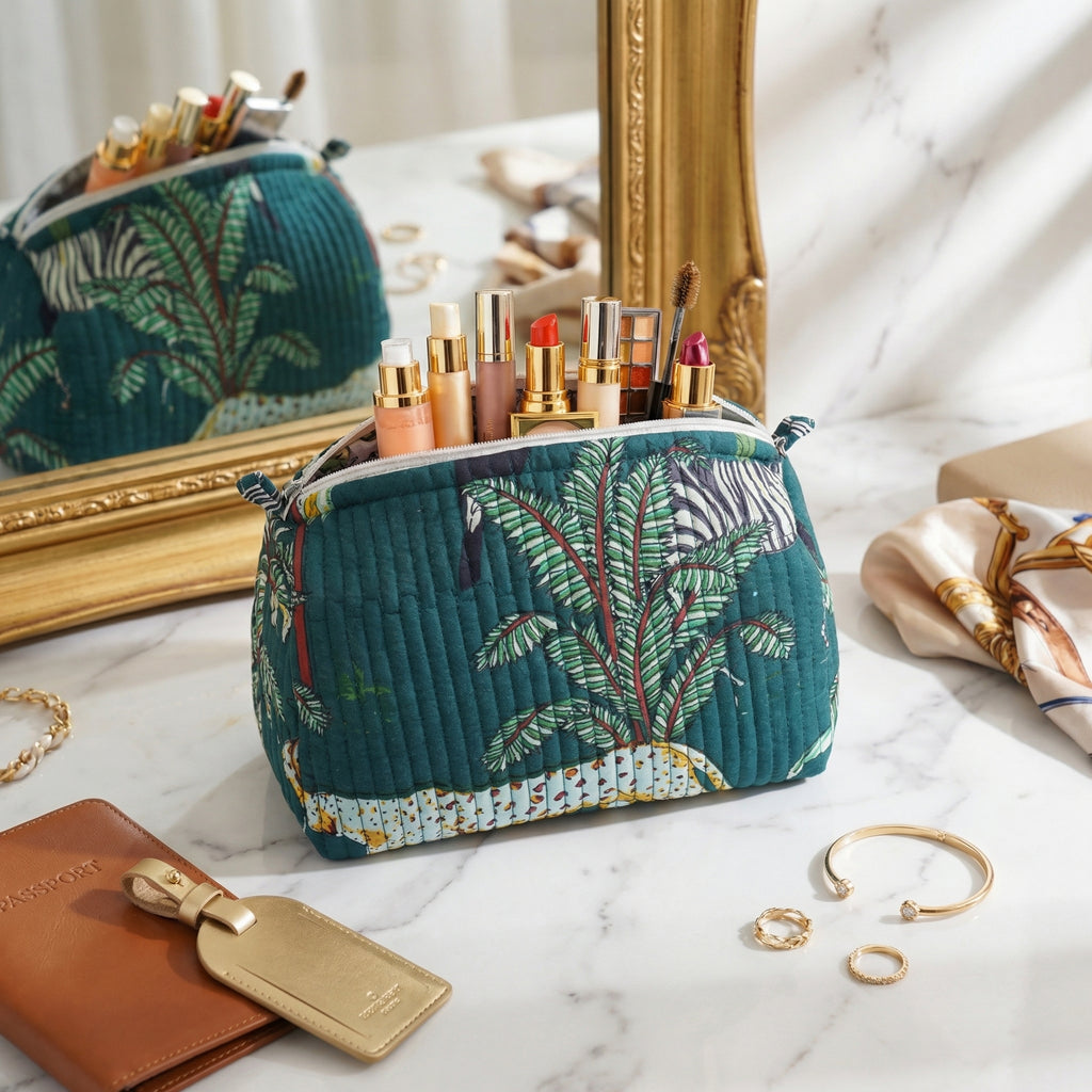 Wild Fern Green Print Quilted Utility Bag Set – Set of 3